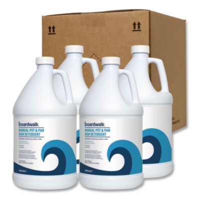 BWK4857 Manual Pot and Pan Dish Detergent, Fresh Breeze Scent, 1 gal Bottle, 4/Carton BOARDWALK