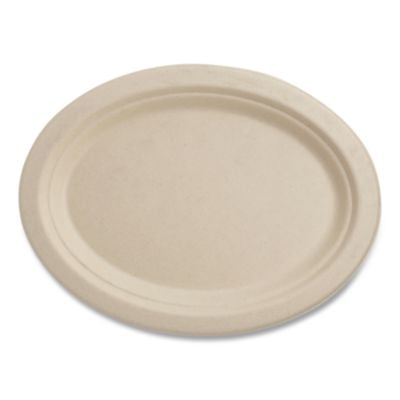 WORPLSCU12OLFPA Fiber Plates, Paper, 12" Oval, Natural, 500/Carton
