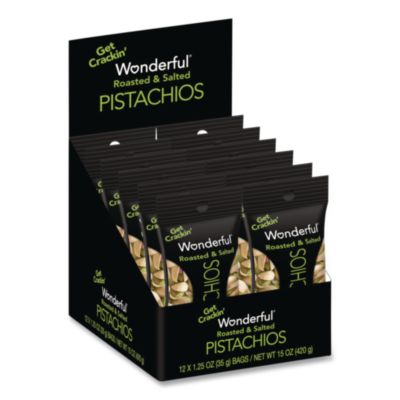 PAM70217 Wonderful Pistachios In Shell Roasted and Salted, 1.5 oz Bag, 12 Bags/Box