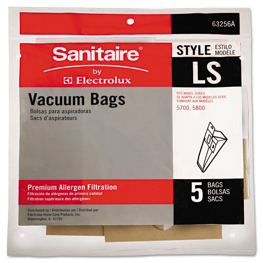 EUR63256A10 Commercial Upright Vacuum Cleaner Replacement Bags, Style Ls, 5/pack Sanitaire
