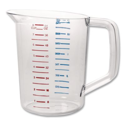 RCP3217CLE Bouncer Measuring Cup, 2 qt, Plastic, Clear