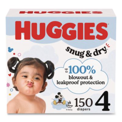 KCM56457 Snug and Dry Diapers, Size 4, 22 lbs to 37 lbs, 150/Carton KIMBERLY CLARK