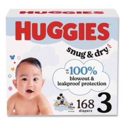 KCM56456 Snug and Dry Diapers, Size 3, 16 lbs to 28 lbs, 168/Carton KIMBERLY CLARK