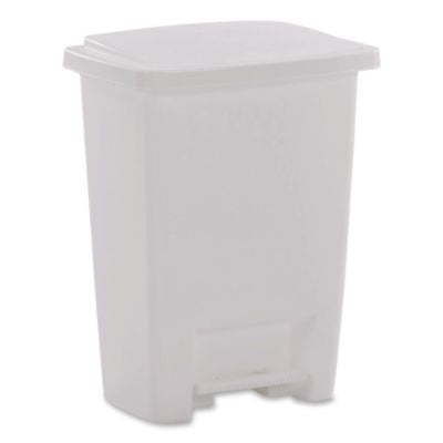 RUB284187WHICT Step-On Waste Can, 8.25 gal, Plastic, White