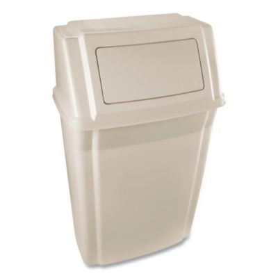 RCP7822BEI Slim Jim Wall-Mounted Container, 15 gal, Plastic, Beige