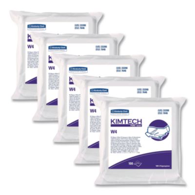KCC33390 W4 Critical Task Wipers, Flat Double Bag, 3-Ply, 9 x 9, Unscented, White, 100/Bag, 5 Bags/Carton KIMBERLY CLARK