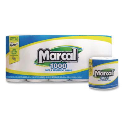 MRC2208 100% Recycled Bathroom Tissue, Septic Safe, 2 Ply, White, 500 Sheets/Roll, 96 Rolls/Carton