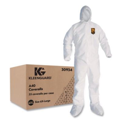 ANS30934 KleenGuard A40 Coveralls, 6X-Large, White, 25/Carton ANSELL LIMITED
