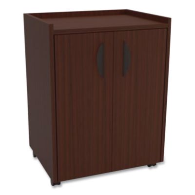 SAF8953MH Mobile Refreshment Center, Engineered Wood, 3 Shelves, 23" x 18" x 31", Mahogany