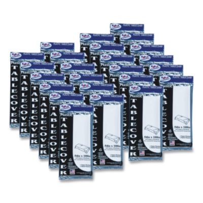 TBL549WHCT Table Set Rectangular Table Covers, Heavyweight Plastic, 54" X 108", White, 24/carton