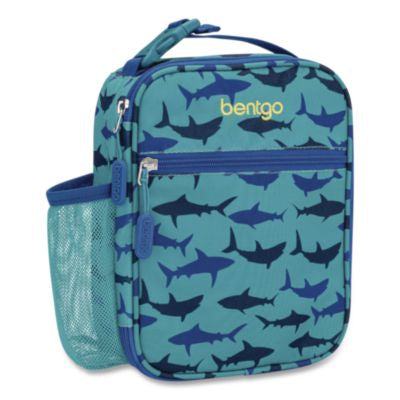 BEODBGSHK Kids Insulated Lunch Tote, Sharks Theme, 7.3" x 3.5" x 9.5", Turquoise/Blue