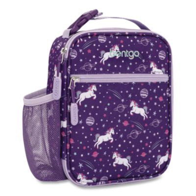 BEODBGUNI Kids Insulated Lunch Tote, Unicorns Theme, 7.3" x 3.5" x 9.5", Purple/Multicolor