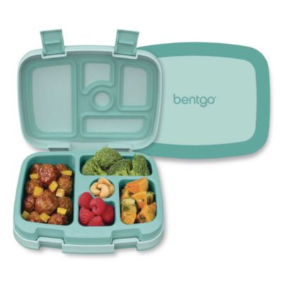 BEOKIDSSF Kids Five-Compartment Bento Box, 8.5" x 6.5" x 2", Seafoam Green