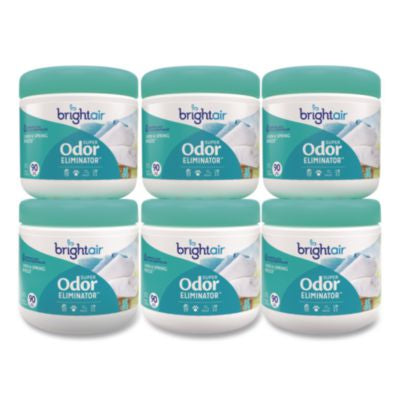 BRI901046CT Super Odor Eliminator, Linen and Spring Breeze, 14 oz Jar, 6/Carton BRIGHT AIR