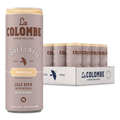 LALLCT00521 Draft Latte Cold Brew, Vanilla Latte with Oat Milk, 11 oz Can, 12/Carton LA COLOMBE COFFEE ROASTERS