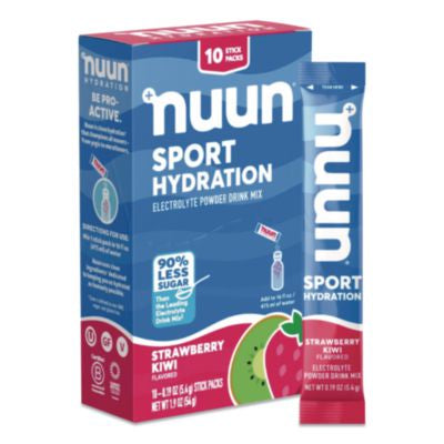 NUU02394 Sport Hydration Electrolyte Powder Drink Mix, Strawberry Kiwi, 0.19 oz Stick, 10/Box NUUN