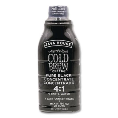 JVHHFP01607 Cold Brew Coffee Concentrate, Pure Black, 32 oz Bottle JAVA HOUSE