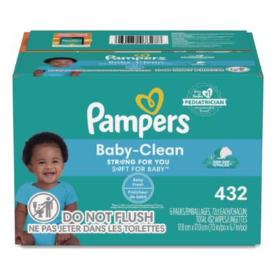 PGC73278 Baby-Clean Wipes, 6.7 x 7, Baby Fresh, White, 72 Wipes/Pack, 6 Packs/Carton PROCTER & GAMBLE