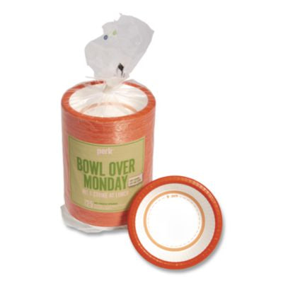 PRK24375275 Heavy-Weight Paper Bowls, 12 Oz, White/orange, 125/pack PERK