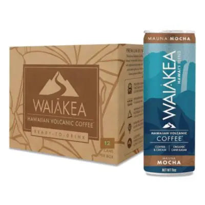 WAINOV00627 Hawaiian Volcanic Cold Brew Coffee, Mauna Mocha, 11 oz Can, 12/Carton WAIAKEA HAWAIIAN VOLCANIC WATER