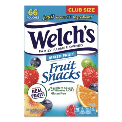 WEL24328406 Mixed Fruit Snacks Club Size, 0.8 oz Packet, 66/Box
