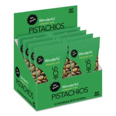 WONPAR70154 Wonderful Pistachios, Jalapeno Lime, 2.25 oz Pouch, 8/Box PARAMOUNT FARMS INC.