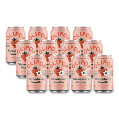 OLPICO70291 Prebiotic Soda, Strawberry Vanilla, 12 oz Can, 12/Carton