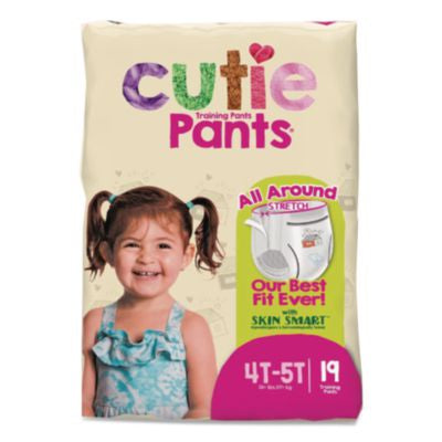 CTJCR9008 CutiePants Refastenable Training Pants for Girls, 4T-5T, 38 lbs to 50 lbs, 76/Carton FIRST QUALITY PRODUCTS INC