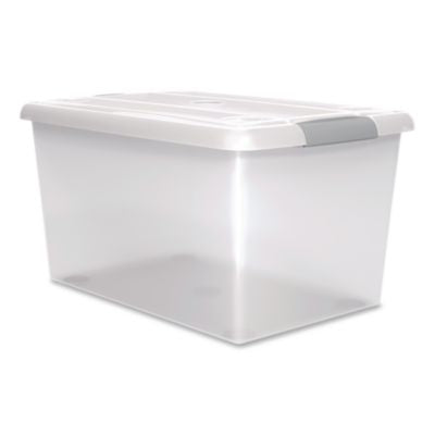 IRS270017 Store and Slide Latching Lid Storage Bin, 61 qt, 15.55 x 23.42 x 12.99, Clear IRIS USA, INC