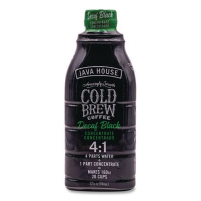 JVHHFP01809 Cold Brew Coffee Concentrate, Decaf Black, 32 oz Bottle JAVA HOUSE
