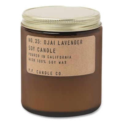 PFRSC35 Ojai Lavender Soy Candle, 40 to 50 Hours Burn Time, 2.9 d x 3.5 h, 7.2 oz, Amber P.F. CANDLE CO.