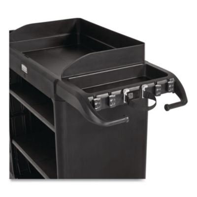 RCP2202571 Vacuum Holder, For All Rubbermaid Commercial Full Size and Compact Housekeeping Carts, Plastic, Black, 6/Carton RUBBERMAID COMMERCIAL PROD.