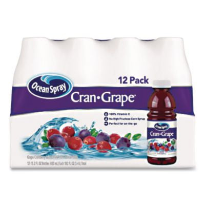 OCS24343656 Cran-Grape Juice, 15.2 oz Bottle, 12/Carton OCEAN SPRAY