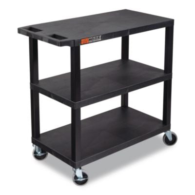 LXOEC222B TUFFY XL Three-Shelf Multipurpose Utility Cart, Plastic, 300 lb Capacity, 35.25" x 18" x 34.5", Black LUXOR WORKSPACES, LLC