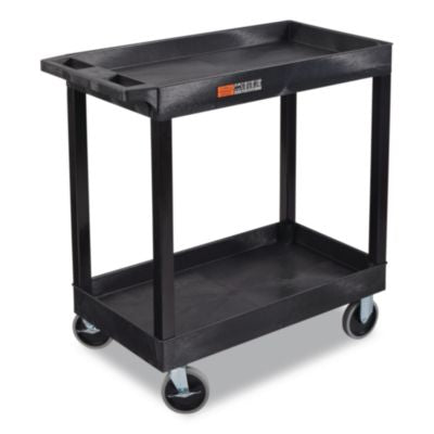 LXOEC11HDB TUFFY XL Two-Shelf Heavy-Duty Multipurpose Utility Cart, Plastic, 500 lb Capacity, 35.25" x 18" x 35.5", Black LUXOR WORKSPACES, LLC