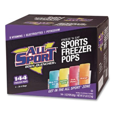 AORM3600013 Body Quencher Electrolyte Freezer Pops Variety Pack, Assorted Flavors, 144/Carton ALL SPORT