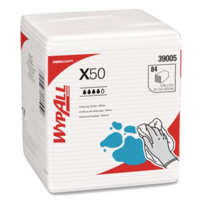 KCC39005 GeneralClean X50 Cleaning Cloths, 12 x 12.5, White, 84/Pack, 12 Packs/Carton KIMBERLY CLARK