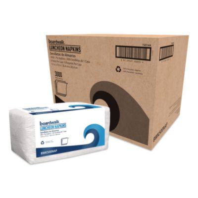 BWK500NAPPK 1/4-Fold Lunch Napkins, 1-Ply, 12 x 12, White, 500/Pack BOARDWALK