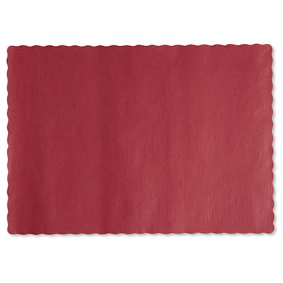 HFM310521 Placemats, Smooth Surface, Scalloped Edges, 13.5" x 9.5", Red, 1,000/Carton