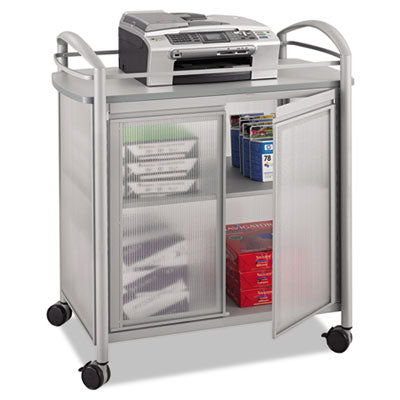 SAF8966GR Impromptu Refreshment Cart/Machine Stand, Engineered Wood, 3 Shelf, 34 x 21.25 x 36.5, Gray/Silver