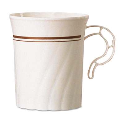 WNACWM8192IPREM Masterpiece Plastic Mugs, 8 Oz, Ivory With Gold Print, 8/pack, 24 Pack/carton