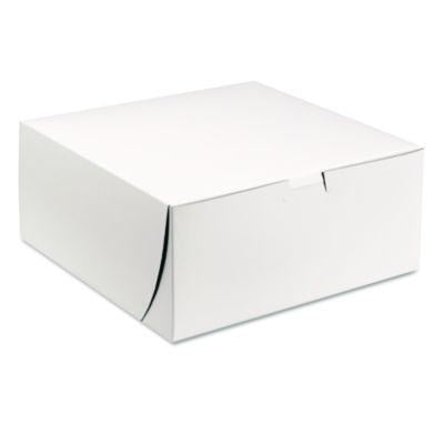 SCH0961 White One-Piece Non-Window Bakery Boxes, 9 x 9 x 4, White, Paper, 200/Carton