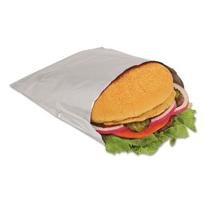 BGC300533 Foil Single-Serve Bags, Unlabeled Burger, 6" x 0.75" x 6.5", Silver, 1,000/Carton