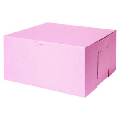 SCH0878 Pink One-Piece Non-Window Bakery Box, 10 x 10 x 5, Pink, Paper, 100/Carton