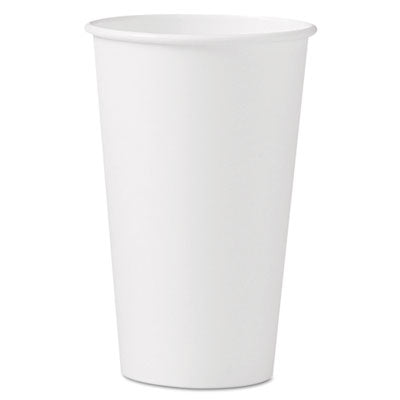 SCC316W Single-Sided Poly Paper Hot Cups, 16 oz, White, 50/Sleeve, 20 Sleeves/Carton