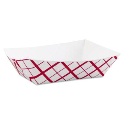 SCH0425 Paper Food Baskets, 3 lb Capacity, 7.2 x 4.95 x 1.94, Red/White, Paper, 500/Carton