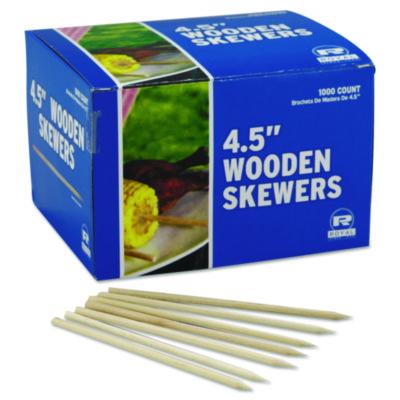 RPPR815 Wooden Skewers, 4.5", White, 10,000/Carton
