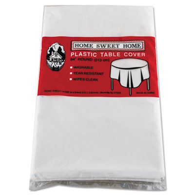 TBL84WH Table Set Round Table Cover, Plastic, 84" Diameter, White, 6/pack