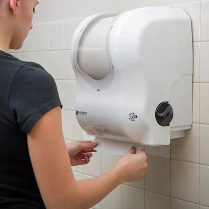 SJMT7470WHCL Simplicity Essence Summit White Clear Hands Free Paper Towel Dispenser San Jamar