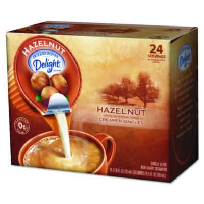 ITD100680 Coffee Creamer, Hazelnut, 0.44 oz Mini Cups, 24/Box
